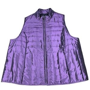 RELATIVITY Quilted Iridescent Purple Puffer Vest Front Zip Women's Size 2X